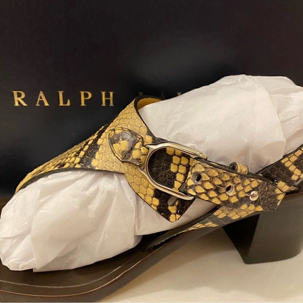 Ralph Lauren Pre Fall ‘21 Wellington Collection Julie Tan Snakeskin Thong Sandal - Picture 5 of 17